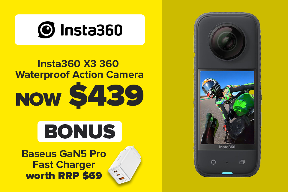 Get this Insta360 X3 360 Waterproof Action Camera for $439 + BONUS Baseus Fast Charger worth $69!